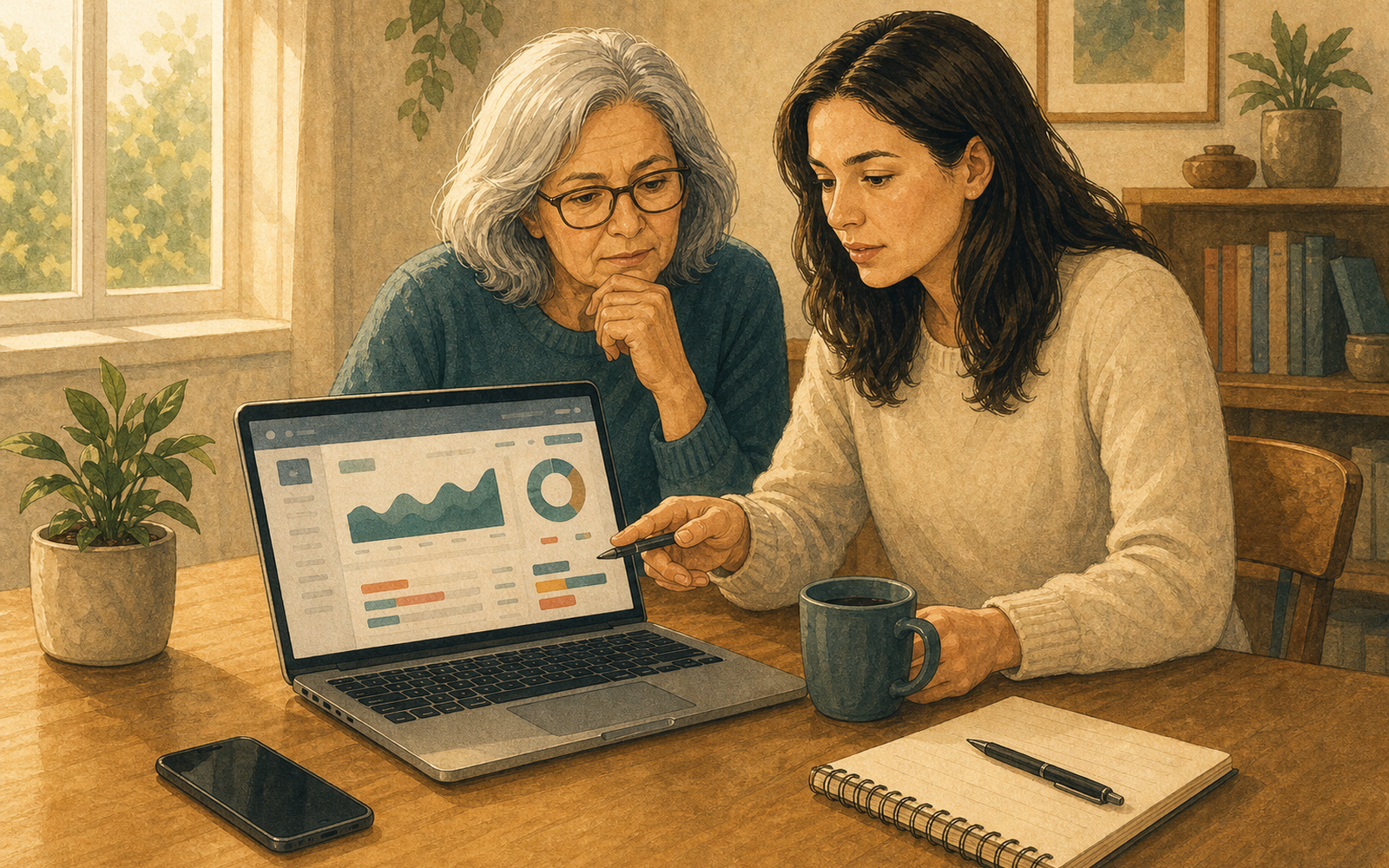 Reader pausing before trusting a fake investment dashboard.