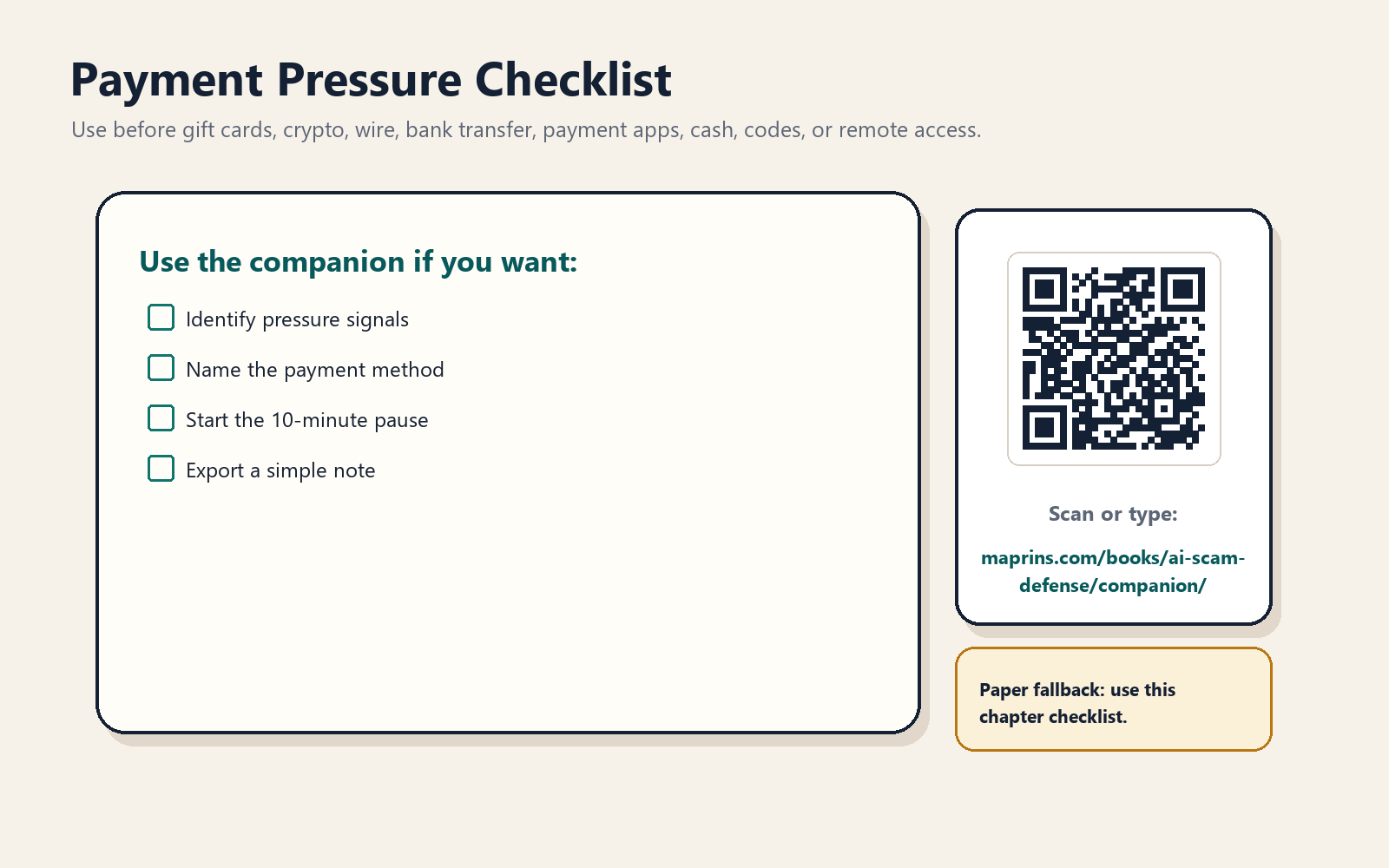 Stop Before You Pay companion tool card.